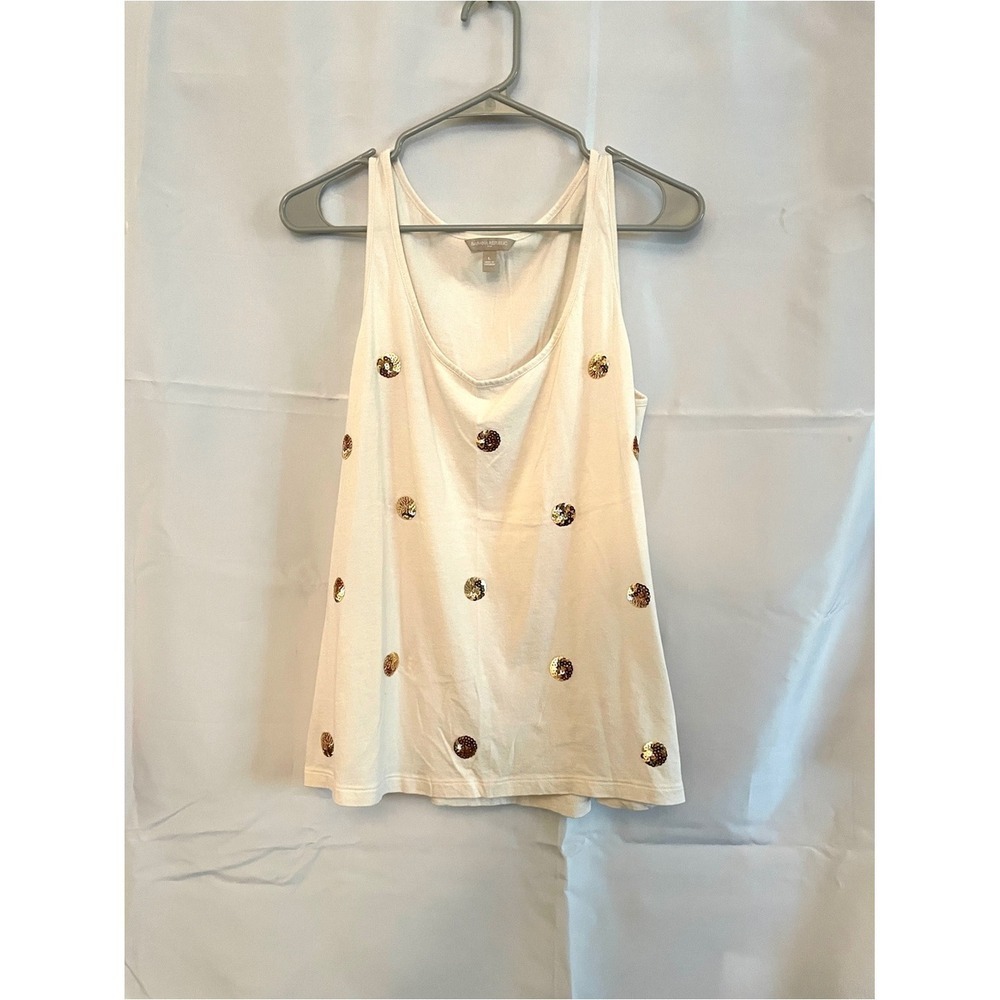 White Sequin Dot Sleeveless Tank Top